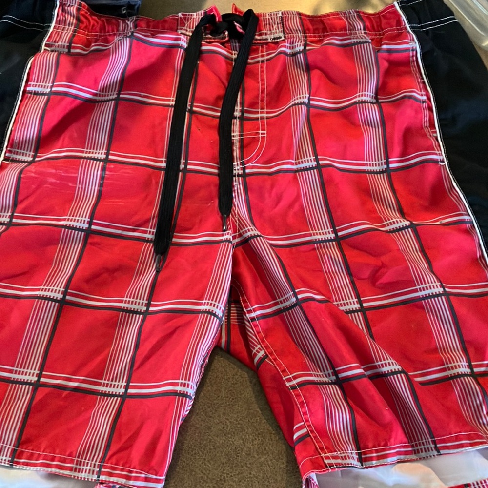 Men’s OP swim shorts black/red/white drawstring
